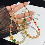 สร้อยข้อมือเคลือบสีมงคลความเจริญรุ่งเรืองโชคดี, สีเขียว, หลายสี