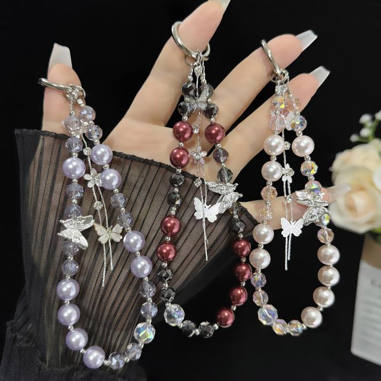 เครื่องประดับโทรศัพท์พู่ผีเสื้อโลหะผสม, สีชมพู, สีเขียว, สีม่วง, สีแดง, สีส้ม