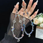 Alloy Cat Crystal Necklace, Pink, Blue