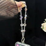 Alloy Cat Crystal Necklace, Pink, Blue