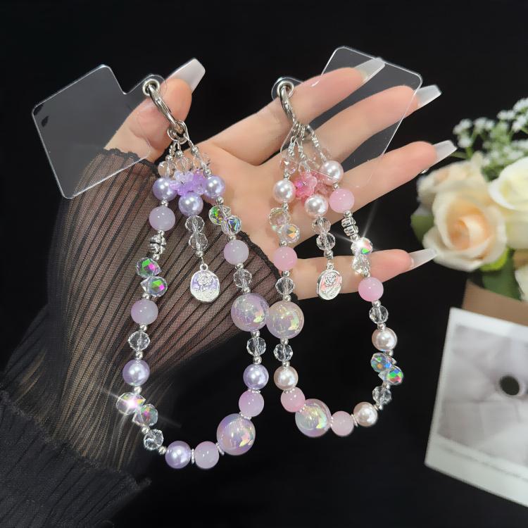สร้อยข้อมือไข่มุกสีโรสโกลด์สวยงาม, สีม่วง, สีชมพู