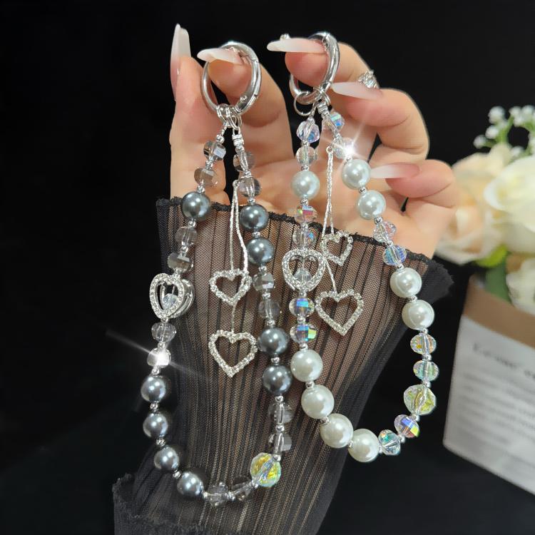 สร้อยคอไข่มุกประดับพู่รูปหัวใจ, สีชมพู, สีเขียว, สีน้ำเงิน, สีเทา, สีขาว
