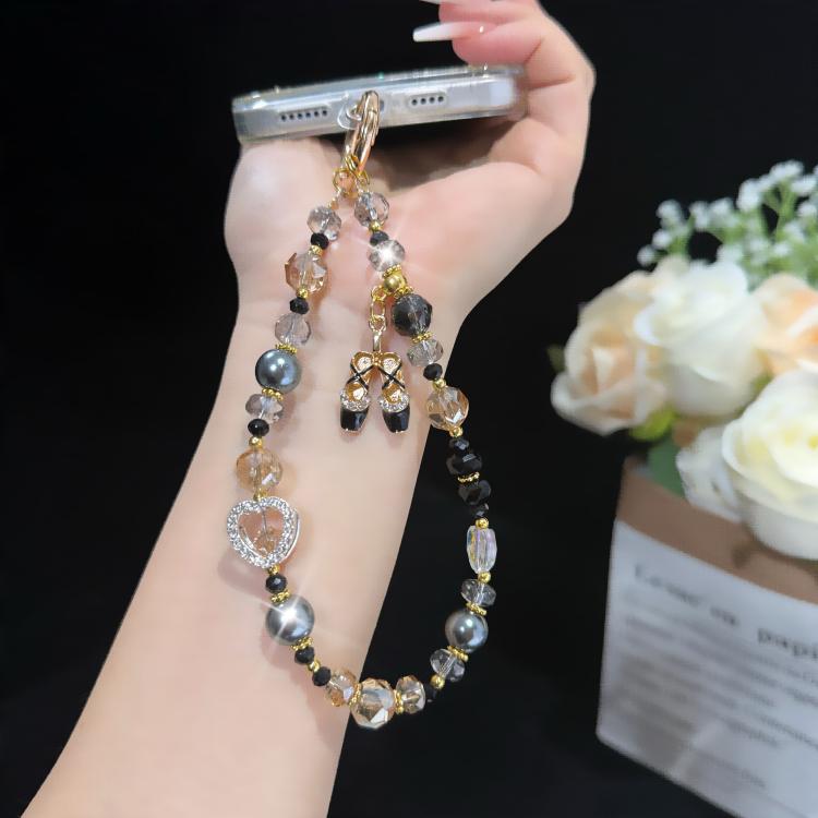 เครื่องประดับโทรศัพท์รูปหัวใจคริสตัลรองเท้าบัลเล่ต์, สีชมพู, สีเขียว, สีดำ