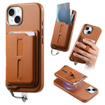 เคสโทรศัพท์กระเป๋าใส่บัตรแม่เหล็กถอดได้พร้อมแหวนจับนิ้วและสายกันหาย สำหรับ iPhone 14, สำหรับ iPhone 14 Pro, สำหรับ iPhone 14 Pro Max