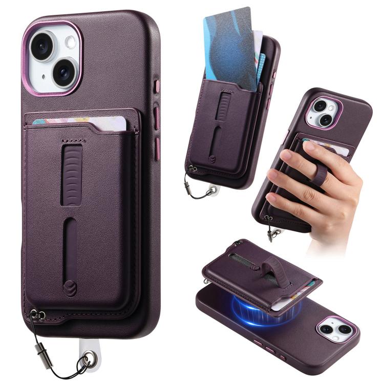 เคสโทรศัพท์กระเป๋าใส่บัตรแม่เหล็กถอดได้พร้อมแหวนจับนิ้วและสายกันหาย สำหรับ iPhone 14, สำหรับ iPhone 14 Pro, สำหรับ iPhone 14 Pro Max