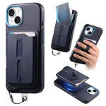 เคสโทรศัพท์กระเป๋าใส่บัตรแม่เหล็กถอดได้พร้อมแหวนจับนิ้วและสายกันหาย สำหรับ iPhone 14, สำหรับ iPhone 14 Pro, สำหรับ iPhone 14 Pro Max