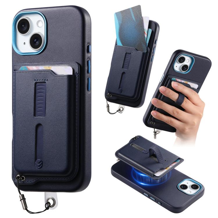 เคสโทรศัพท์กระเป๋าใส่บัตรแม่เหล็กถอดได้พร้อมแหวนจับนิ้วและสายกันหาย สำหรับ iPhone 14, สำหรับ iPhone 14 Pro, สำหรับ iPhone 14 Pro Max