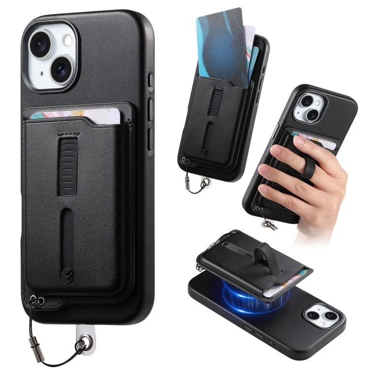 เคสโทรศัพท์กระเป๋าใส่บัตรแม่เหล็กถอดได้พร้อมแหวนจับนิ้วและสายกันหาย สำหรับ iPhone 14, สำหรับ iPhone 14 Pro, สำหรับ iPhone 14 Pro Max