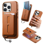 เคสโทรศัพท์กระเป๋าใส่บัตรแม่เหล็กถอดได้พร้อมแหวนจับนิ้วและสายกันหาย สำหรับ iPhone 14, สำหรับ iPhone 14 Pro, สำหรับ iPhone 14 Pro Max