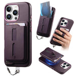 เคสโทรศัพท์กระเป๋าใส่บัตรแม่เหล็กถอดได้พร้อมแหวนจับนิ้วและสายกันหาย สำหรับ iPhone 14, สำหรับ iPhone 14 Pro, สำหรับ iPhone 14 Pro Max