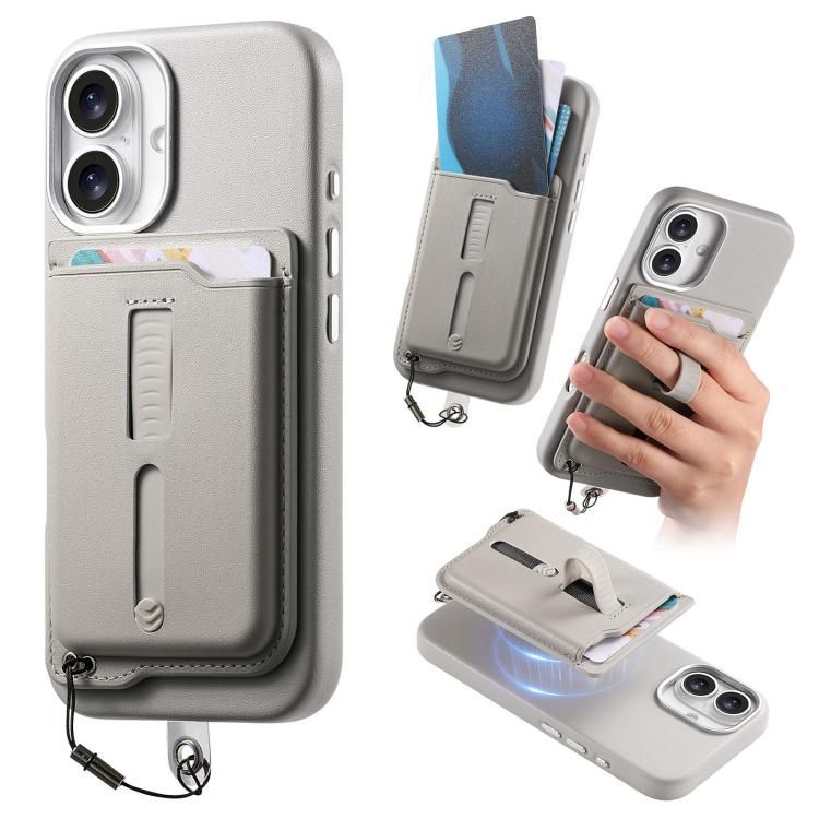 เคสโทรศัพท์กระเป๋าใส่บัตรแม่เหล็กถอดได้พร้อมแหวนจับนิ้วและสายกันหาย สำหรับ iPhone 17e / 16e, สำหรับ iPhone 17 Pro Max, สำหรับ iPhone 17 Pro, สำหรับ iPhone 17, สำหรับ iPhone Air, สำหรับ iPhone 16 Plus