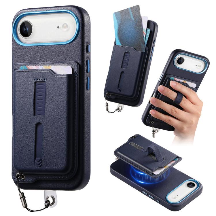 เคสโทรศัพท์กระเป๋าใส่บัตรแม่เหล็กถอดได้พร้อมแหวนจับนิ้วและสายกันหาย สำหรับ iPhone 17e / 16e, สำหรับ iPhone 17 Pro Max, สำหรับ iPhone 17 Pro, สำหรับ iPhone 17, สำหรับ iPhone Air, สำหรับ iPhone 16 Plus