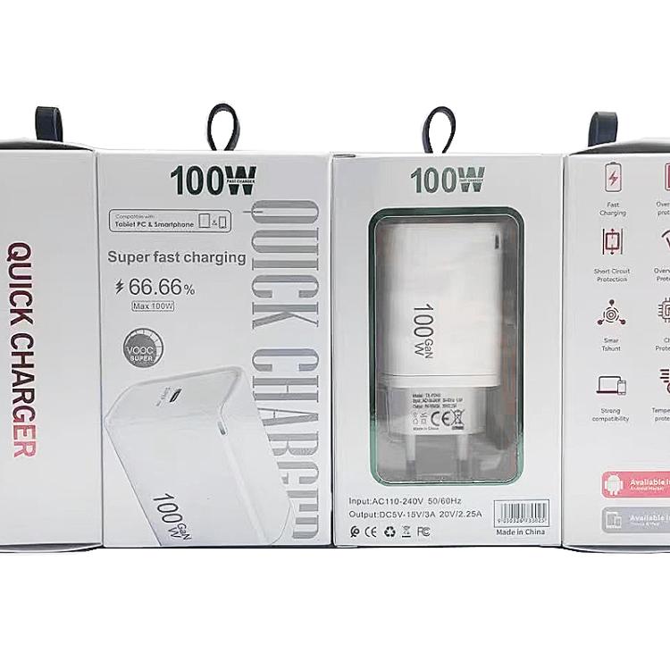 ที่ชาร์จ TE-PD46 GaN 100W PD 45W รองรับเต็มรูปแบบ พร้อมสายข้อมูล Type-C ถึง Type-C ปลั๊ก EU