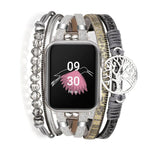 สายรัดนาฬิกาหนังแท้โลหะจี้ต้นไม้แห่งชีวิต สำหรับ Apple Watch ขนาด 46 มม. / 49 มม. / 45 มม. / 44 มม. และ Apple Watch ขนาด 42 มม. / 41 มม. / 40 มม. / 38 มม.
