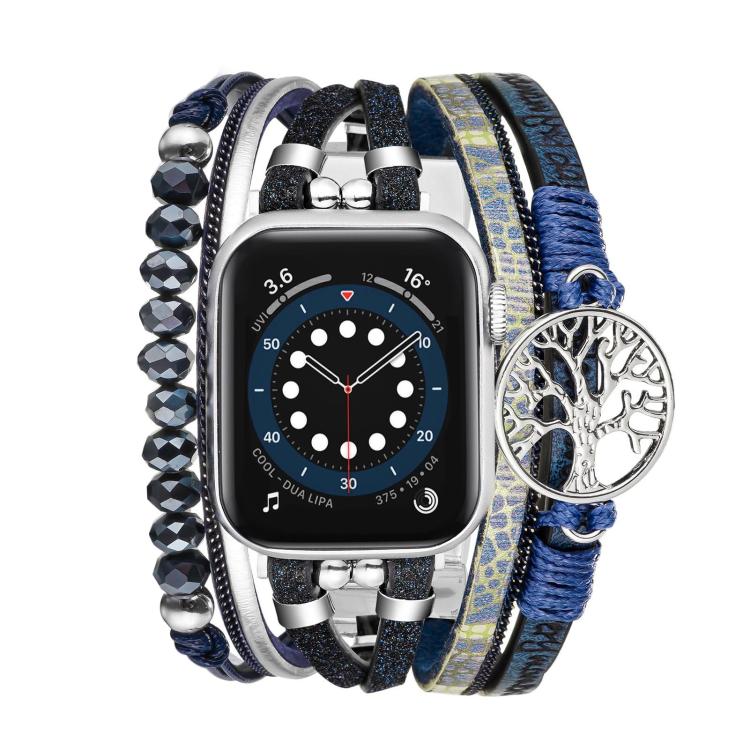 สายรัดนาฬิกาหนังแท้โลหะจี้ต้นไม้แห่งชีวิต สำหรับ Apple Watch ขนาด 46 มม. / 49 มม. / 45 มม. / 44 มม. และ Apple Watch ขนาด 42 มม. / 41 มม. / 40 มม. / 38 มม.