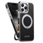 เคสโทรศัพท์ Suteni G6 ลายหนังม้าบ้า ชุบเงา พร้อมที่จับหมุน 360 องศา แบบแม่เหล็ก สำหรับ iPhone 13 Pro Max, สำหรับ iPhone 13 Pro