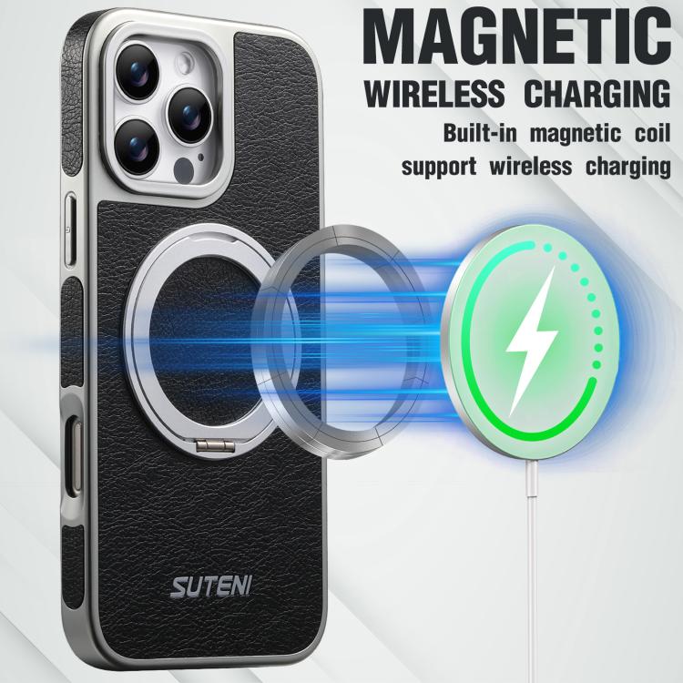 เคสโทรศัพท์ Suteni G6 ลายหนังม้าบ้า ชุบเงา พร้อมที่จับหมุน 360 องศา แบบแม่เหล็ก สำหรับ iPhone 13 Pro Max, สำหรับ iPhone 13 Pro