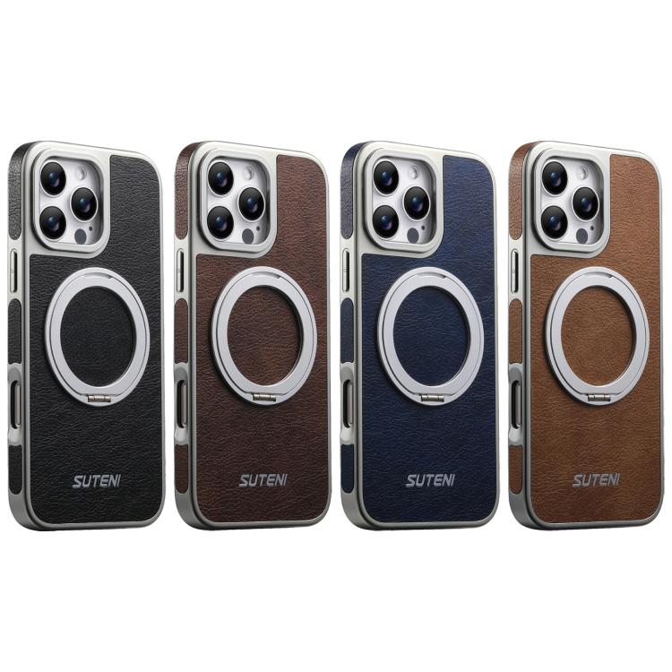เคสโทรศัพท์ Suteni G6 ลายหนังม้าบ้า ชุบเงา พร้อมที่จับหมุน 360 องศา แบบแม่เหล็ก สำหรับ iPhone 13 Pro Max, สำหรับ iPhone 13 Pro