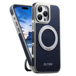 เคสโทรศัพท์ Suteni G6 ลายหนังม้าบ้า ชุบเงา พร้อมที่จับหมุน 360 องศา แบบแม่เหล็ก สำหรับ iPhone 13 Pro Max, สำหรับ iPhone 13 Pro