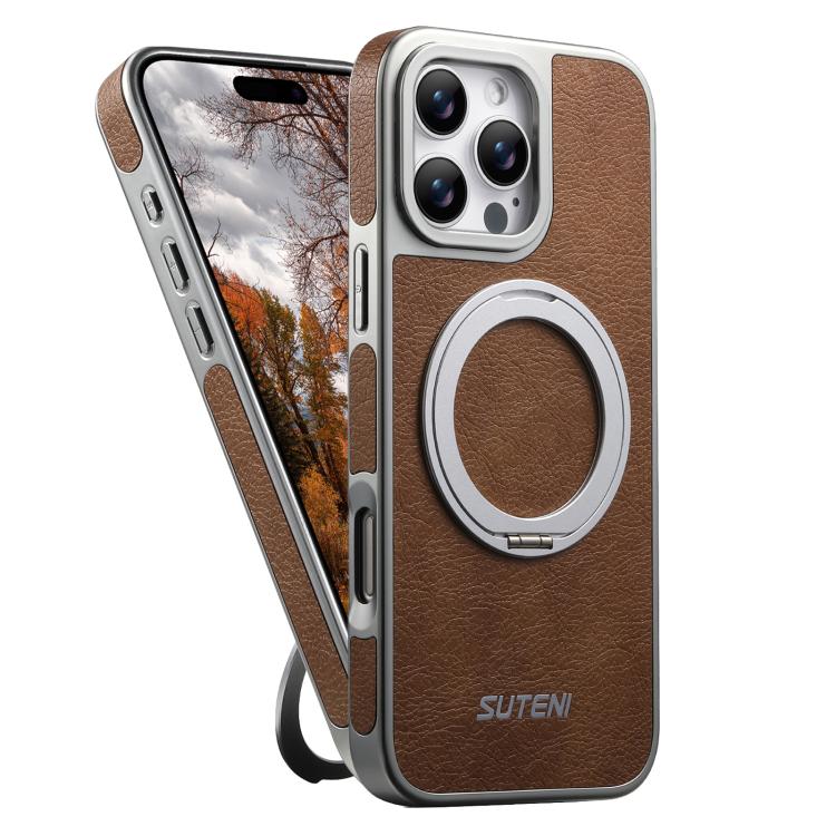 เคสโทรศัพท์ Suteni G6 ลายหนังม้าบ้า ชุบเงา พร้อมที่จับหมุน 360 องศา แบบแม่เหล็ก สำหรับ iPhone 13 Pro Max, สำหรับ iPhone 13 Pro