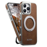 เคสโทรศัพท์ Suteni G6 ลายหนังม้าบ้า ชุบเงา พร้อมที่จับหมุน 360 องศา แบบแม่เหล็ก สำหรับ iPhone 13 Pro Max, สำหรับ iPhone 13 Pro