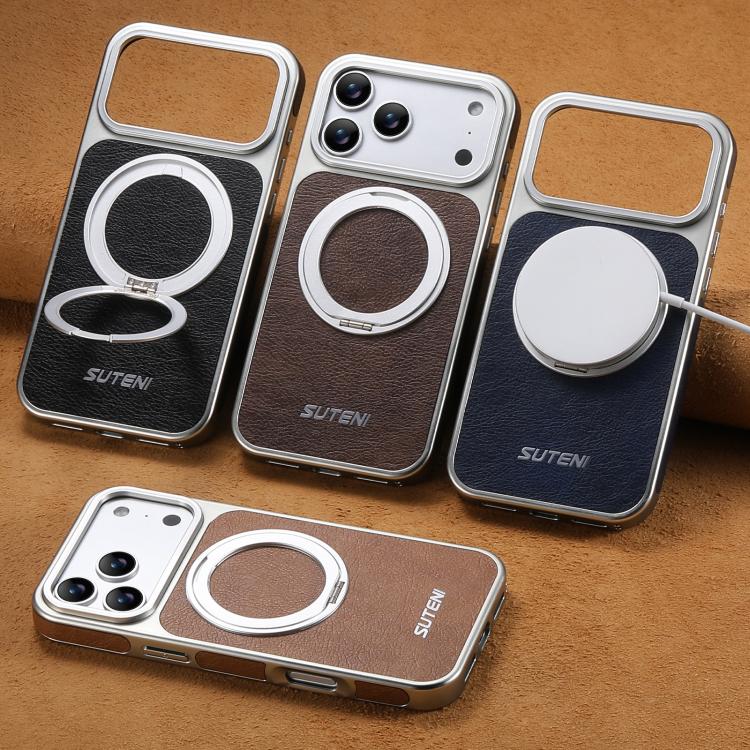 เคสโทรศัพท์ Suteni G6 ลายหนังม้าบ้า ชุบเงา พร้อมที่จับหมุน 360 องศา แบบแม่เหล็ก สำหรับ iPhone 13 Pro Max, สำหรับ iPhone 13 Pro