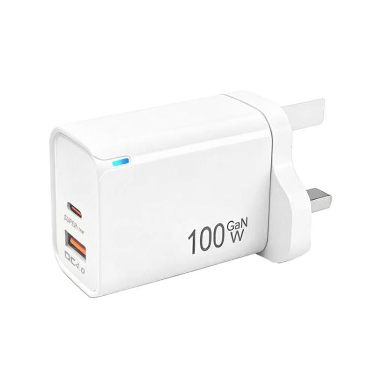 PD47 100W GaN PD Type-C, QC3.0 USB Fully Compatible Protocol Charger, UK Plug, UK Plug