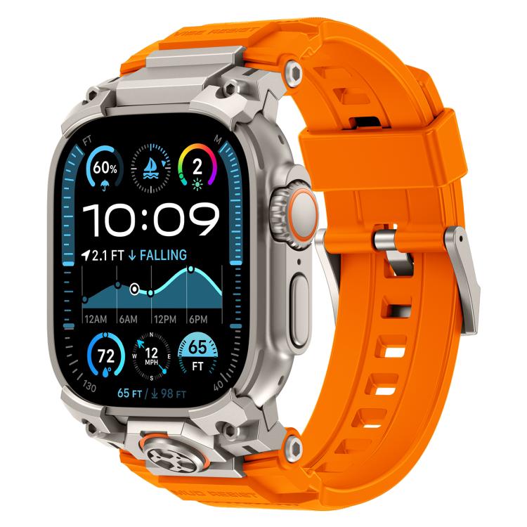 Metal Customised Armour Silicone Watch Band, For Apple Watch Ultra 3 / 2 / 1 49mm