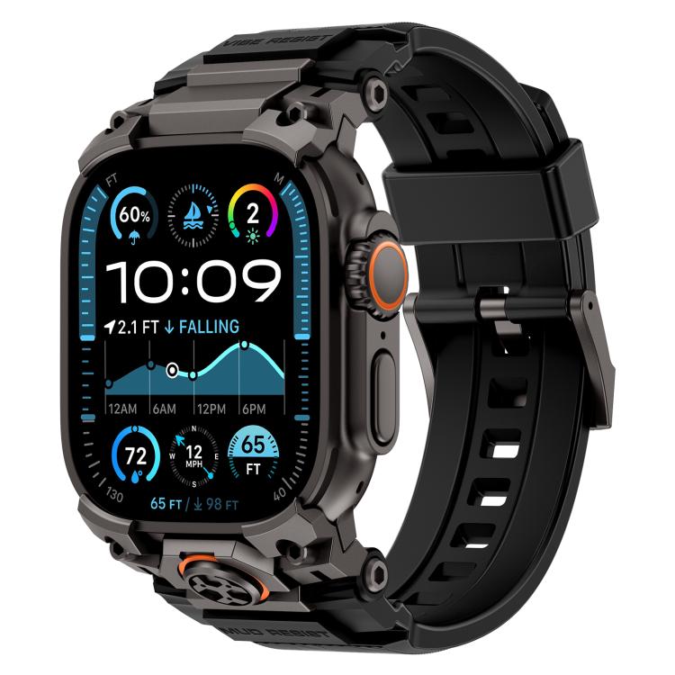 Metal Customised Armour Silicone Watch Band, For Apple Watch Ultra 3 / 2 / 1 49mm