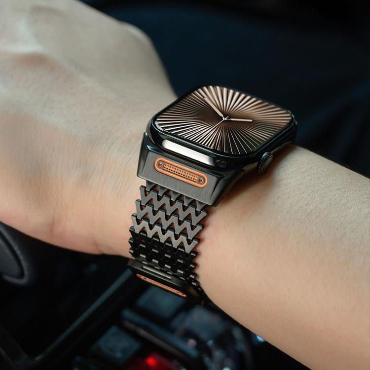สายรัดนาฬิกา W-Type โครงกระดูกยาวสแตนเลสแม่เหล็ก สำหรับ Apple Watch 46mm / 49mm / 45mm / 44mm