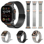 สายรัดนาฬิกา W-Type โครงกระดูกยาวสแตนเลสแม่เหล็ก สำหรับ Apple Watch 46mm / 49mm / 45mm / 44mm