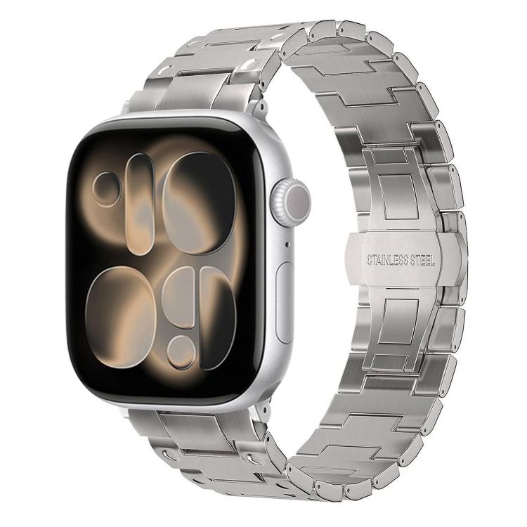 Mechanical-Style Butterfly Clasp Metal Watch Band, For Apple Watch 46mm / 49mm / 45mm / 44mm, For Apple Watch 42mm / 41mm / 40mm / 38mm