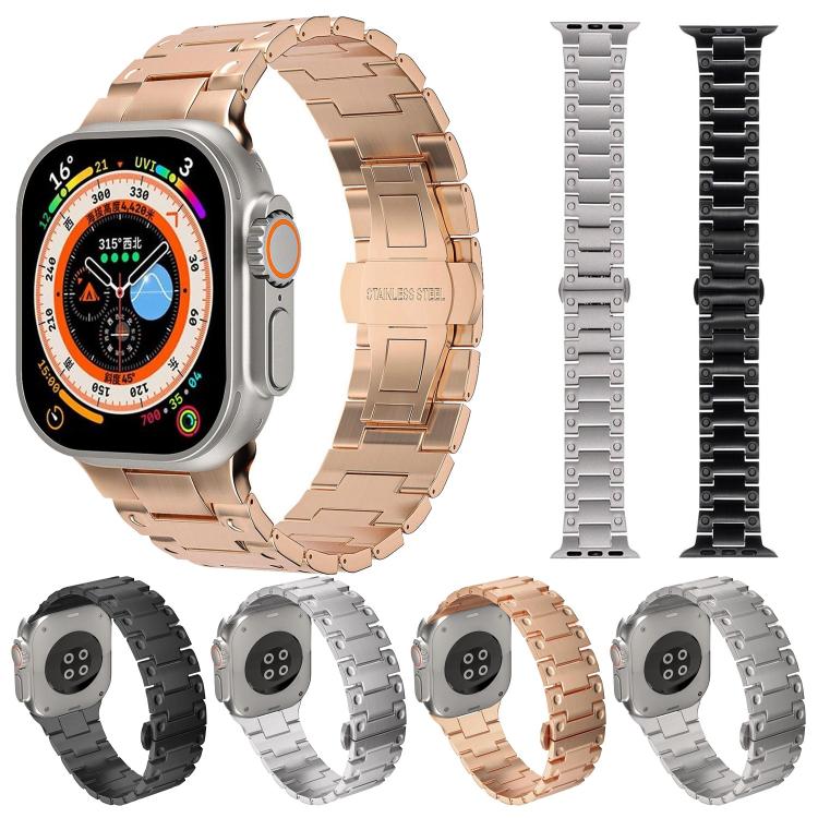 Mechanical-Style Butterfly Clasp Metal Watch Band, For Apple Watch 46mm / 49mm / 45mm / 44mm, For Apple Watch 42mm / 41mm / 40mm / 38mm