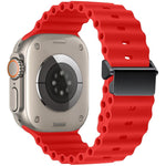สายรัดนาฬิกา Magnetic Buckle Ocean Silicone รีเฟอร์บิช สำหรับ Apple Watch 46 มม. / 49 มม. / 45 มม. / 44 มม., สำหรับ Apple Watch 42 มม. / 41 มม. / 40 มม. / 38 มม.