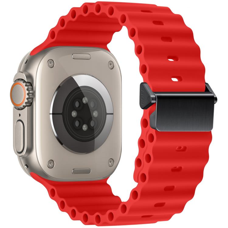 สายรัดนาฬิกา Magnetic Buckle Ocean Silicone รีเฟอร์บิช สำหรับ Apple Watch 46 มม. / 49 มม. / 45 มม. / 44 มม., สำหรับ Apple Watch 42 มม. / 41 มม. / 40 มม. / 38 มม.