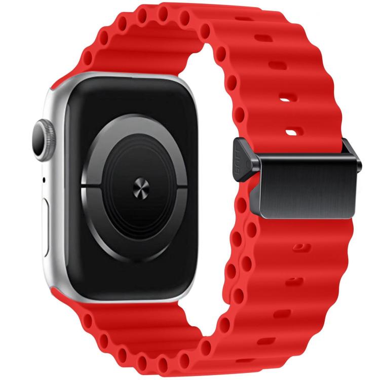 สายรัดนาฬิกา Magnetic Buckle Ocean Silicone รีเฟอร์บิช สำหรับ Apple Watch 46 มม. / 49 มม. / 45 มม. / 44 มม., สำหรับ Apple Watch 42 มม. / 41 มม. / 40 มม. / 38 มม.