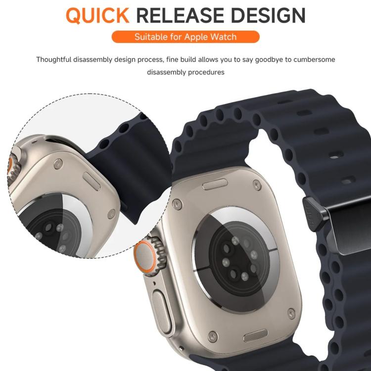 สายรัดนาฬิกา Magnetic Buckle Ocean Silicone รีเฟอร์บิช สำหรับ Apple Watch 46 มม. / 49 มม. / 45 มม. / 44 มม., สำหรับ Apple Watch 42 มม. / 41 มม. / 40 มม. / 38 มม.
