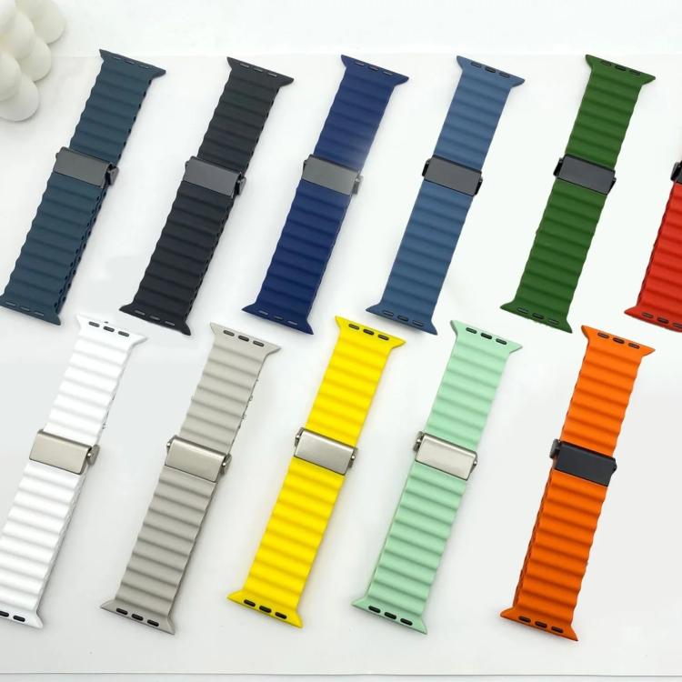สายรัดนาฬิกา Magnetic Buckle Ocean Silicone รีเฟอร์บิช สำหรับ Apple Watch 46 มม. / 49 มม. / 45 มม. / 44 มม., สำหรับ Apple Watch 42 มม. / 41 มม. / 40 มม. / 38 มม.
