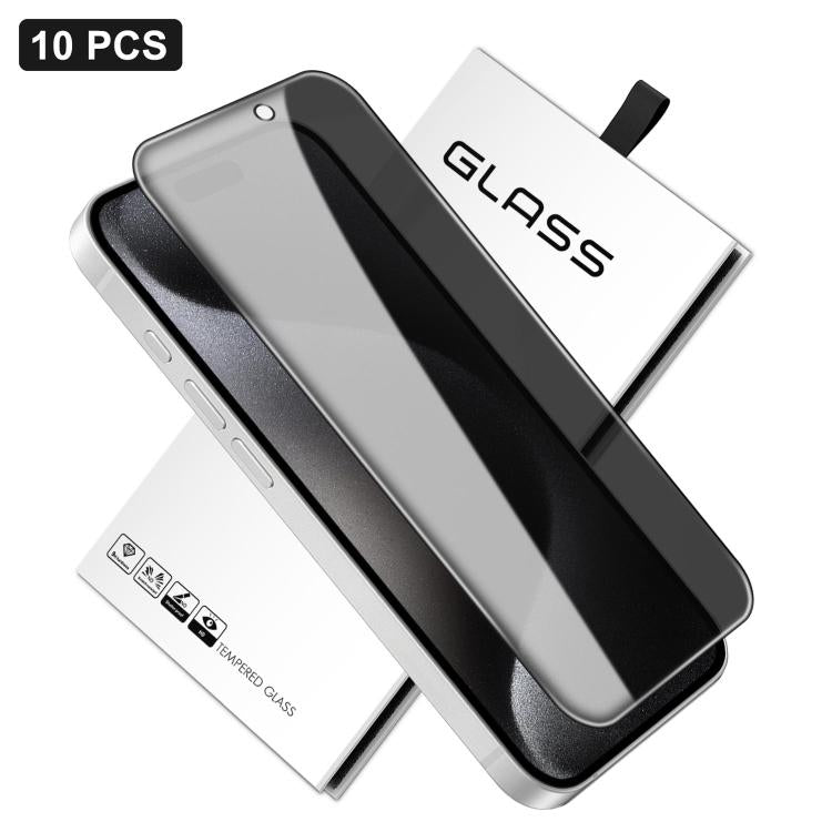 10pcs 360-Degree Privacy Silk-Screen Print Large Curved Edge High-Aluminium Tempered Glass Film, For iPhone 17e / 16e, For iPhone 17 Pro Max, For iPhone 17 Pro, For iPhone 17, For iPhone Air, For iPhone 16 Pro Max, For iPhone 16 Pro, For iPhone 16 Plus...