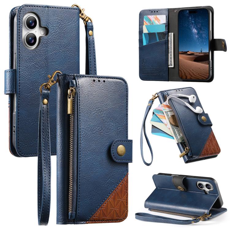 เคสโทรศัพท์หนังวีแกนแบบกระเป๋าใส่ซิปผสมพร้อมสายคล้อง, สำหรับ iPhone 17 Pro Max, สำหรับ iPhone 17 Pro, สำหรับ iPhone 17, สำหรับ iPhone Air, สำหรับ iPhone 16 Pro Max, สำหรับ iPhone 16 Pro, สำหรับ iPhone 16 Plus, สำหรับ iPhone 16