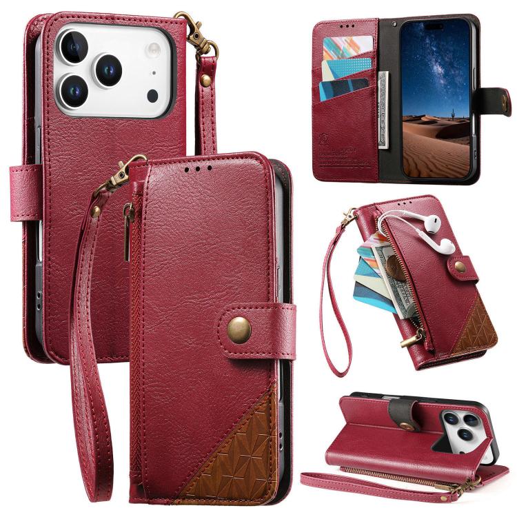 เคสโทรศัพท์หนังวีแกนแบบกระเป๋าใส่ซิปผสมพร้อมสายคล้อง, สำหรับ iPhone 17 Pro Max, สำหรับ iPhone 17 Pro, สำหรับ iPhone 17, สำหรับ iPhone Air, สำหรับ iPhone 16 Pro Max, สำหรับ iPhone 16 Pro, สำหรับ iPhone 16 Plus, สำหรับ iPhone 16