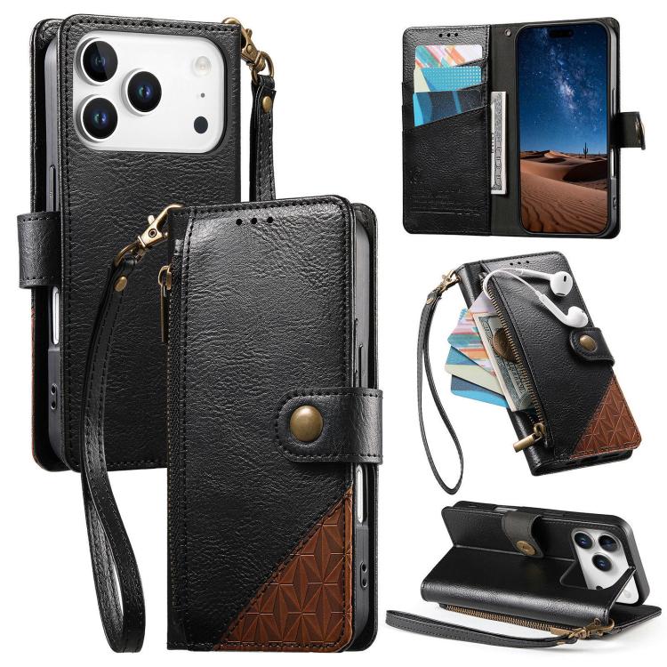 เคสโทรศัพท์หนังวีแกนแบบกระเป๋าใส่ซิปผสมพร้อมสายคล้อง, สำหรับ iPhone 17 Pro Max, สำหรับ iPhone 17 Pro, สำหรับ iPhone 17, สำหรับ iPhone Air, สำหรับ iPhone 16 Pro Max, สำหรับ iPhone 16 Pro, สำหรับ iPhone 16 Plus, สำหรับ iPhone 16
