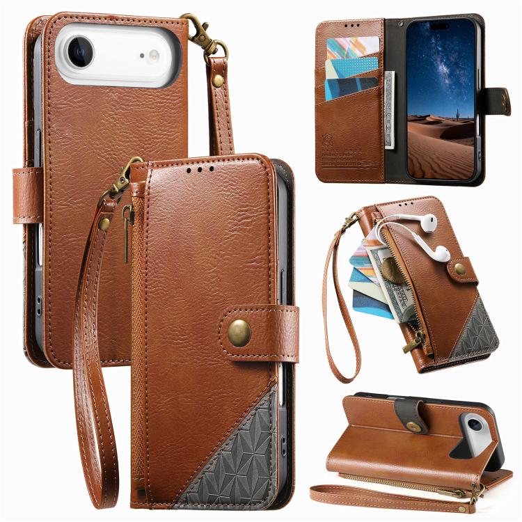 เคสโทรศัพท์หนังวีแกนแบบกระเป๋าใส่ซิปผสมพร้อมสายคล้อง, สำหรับ iPhone 17 Pro Max, สำหรับ iPhone 17 Pro, สำหรับ iPhone 17, สำหรับ iPhone Air, สำหรับ iPhone 16 Pro Max, สำหรับ iPhone 16 Pro, สำหรับ iPhone 16 Plus, สำหรับ iPhone 16