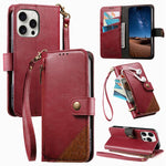 เคสโทรศัพท์หนังวีแกนแบบกระเป๋าใส่ซิปผสมพร้อมสายคล้อง, สำหรับ iPhone 17 Pro Max, สำหรับ iPhone 17 Pro, สำหรับ iPhone 17, สำหรับ iPhone Air, สำหรับ iPhone 16 Pro Max, สำหรับ iPhone 16 Pro, สำหรับ iPhone 16 Plus, สำหรับ iPhone 16