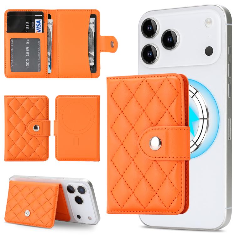 Diamond-Patterned Magnetic Vegan Leather Card Bag