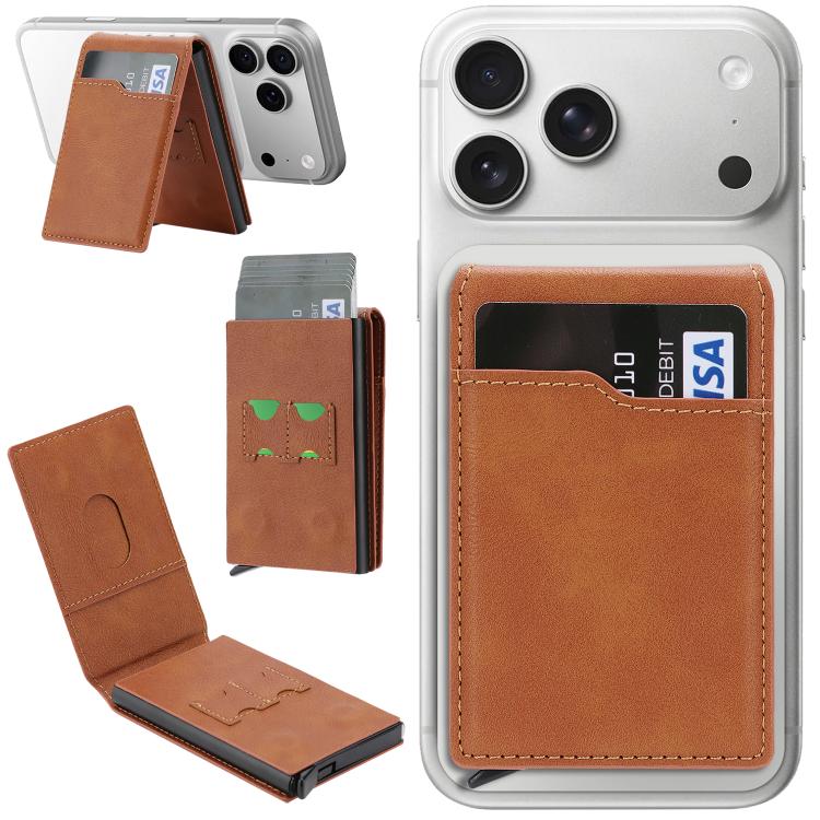 Magnetic Alloy Ring Vegan Leather Card Bag