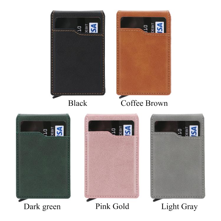 Magnetic Alloy Ring Vegan Leather Card Bag