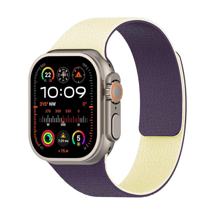 สายรัดนาฬิกาซิลิโคนแม่เหล็กลายลิ้นจี่สีตัด สำหรับ Apple Watch 46mm / 49mm / 45mm / 44mm, สำหรับ Apple Watch 42mm / 41mm / 40mm / 38mm