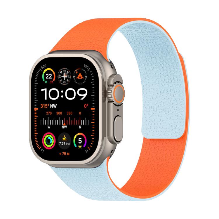 สายรัดนาฬิกาซิลิโคนแม่เหล็กลายลิ้นจี่สีตัด สำหรับ Apple Watch 46mm / 49mm / 45mm / 44mm, สำหรับ Apple Watch 42mm / 41mm / 40mm / 38mm