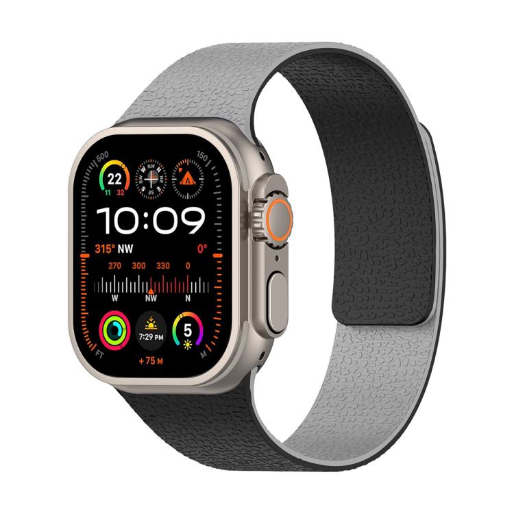 สายรัดนาฬิกาซิลิโคนแม่เหล็กลายลิ้นจี่สีตัด สำหรับ Apple Watch 46mm / 49mm / 45mm / 44mm, สำหรับ Apple Watch 42mm / 41mm / 40mm / 38mm